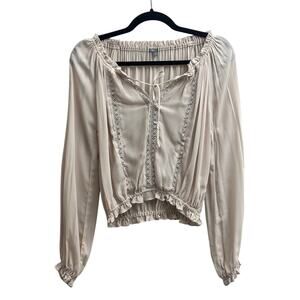 Off Shoulder Milkmaid Peasant Long Sleeve Ruffle Blush Pink Coquette Top Size XS